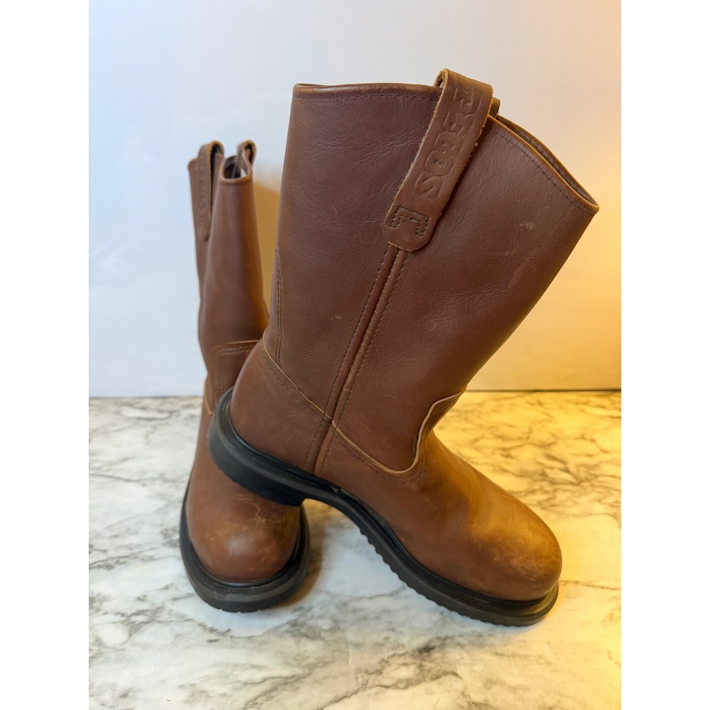 Red Wing Pecos 2231 Mens Brown Leather Work Boots USA Made Size 7 Safety Pull On